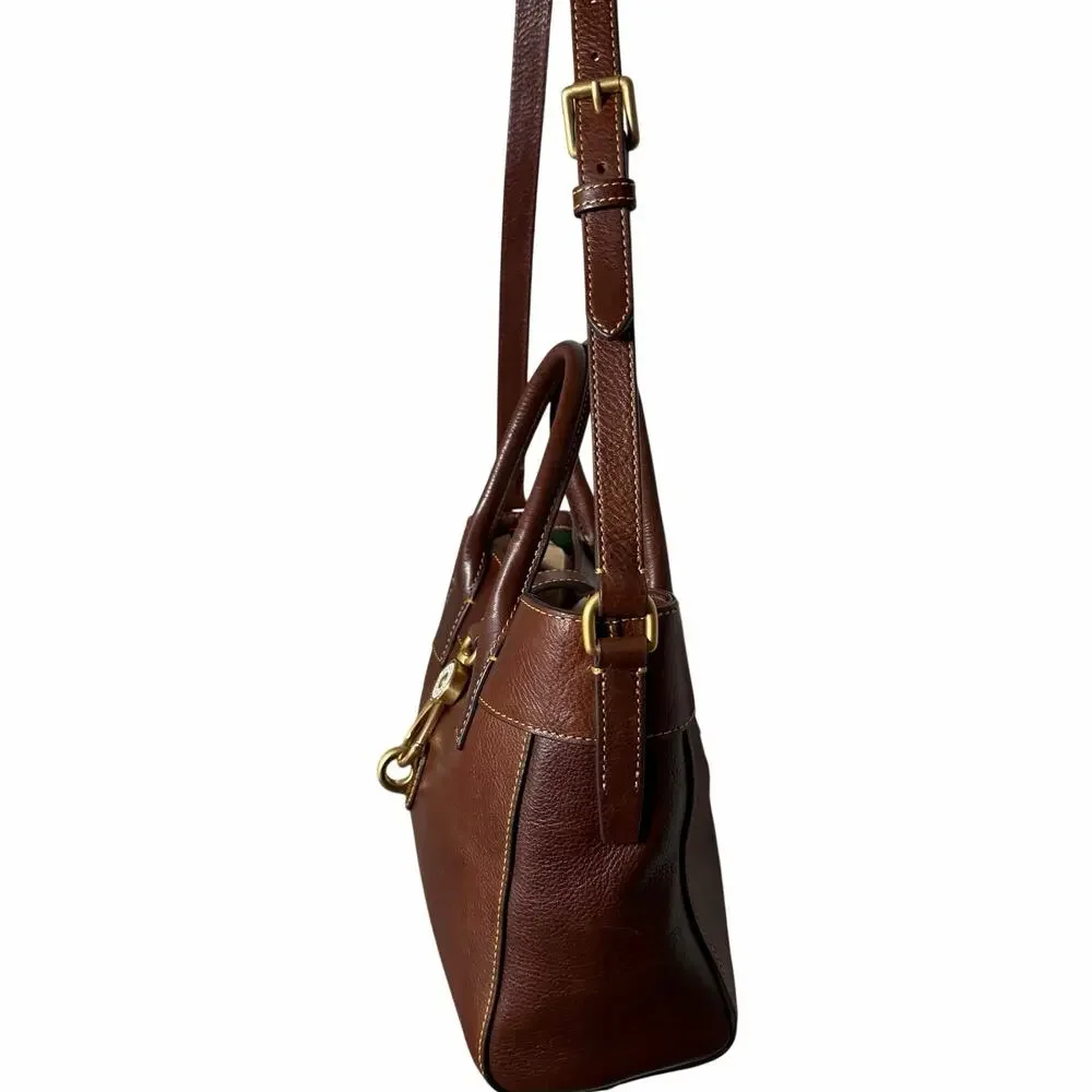 Dooney & Bourke Florentine Small Barlow Satchel Chestnut Leather Crossbody